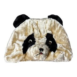 Vintage Panda Bear Plush Hat Size Small Cute Creepy Weird Novelty